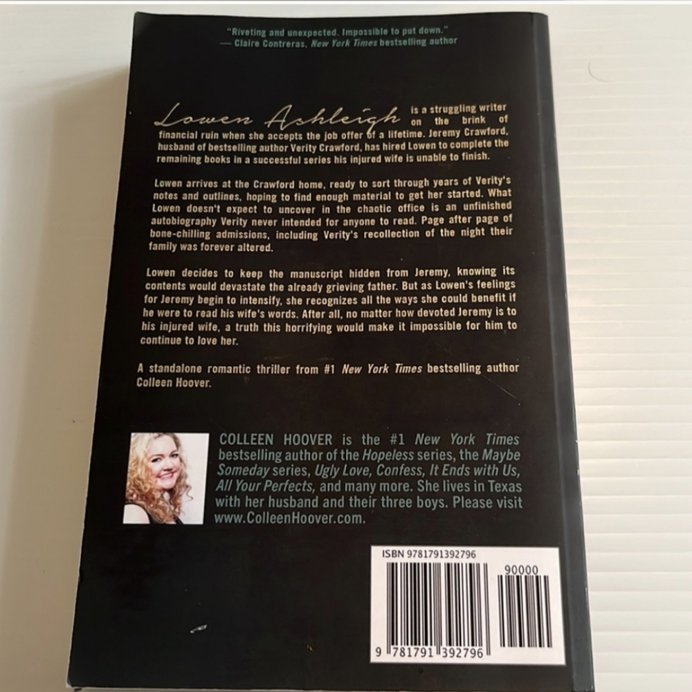 📚 Verity - Colleen Hoover Book - $18 or Free Bundle Add On - Picture 2 of 2